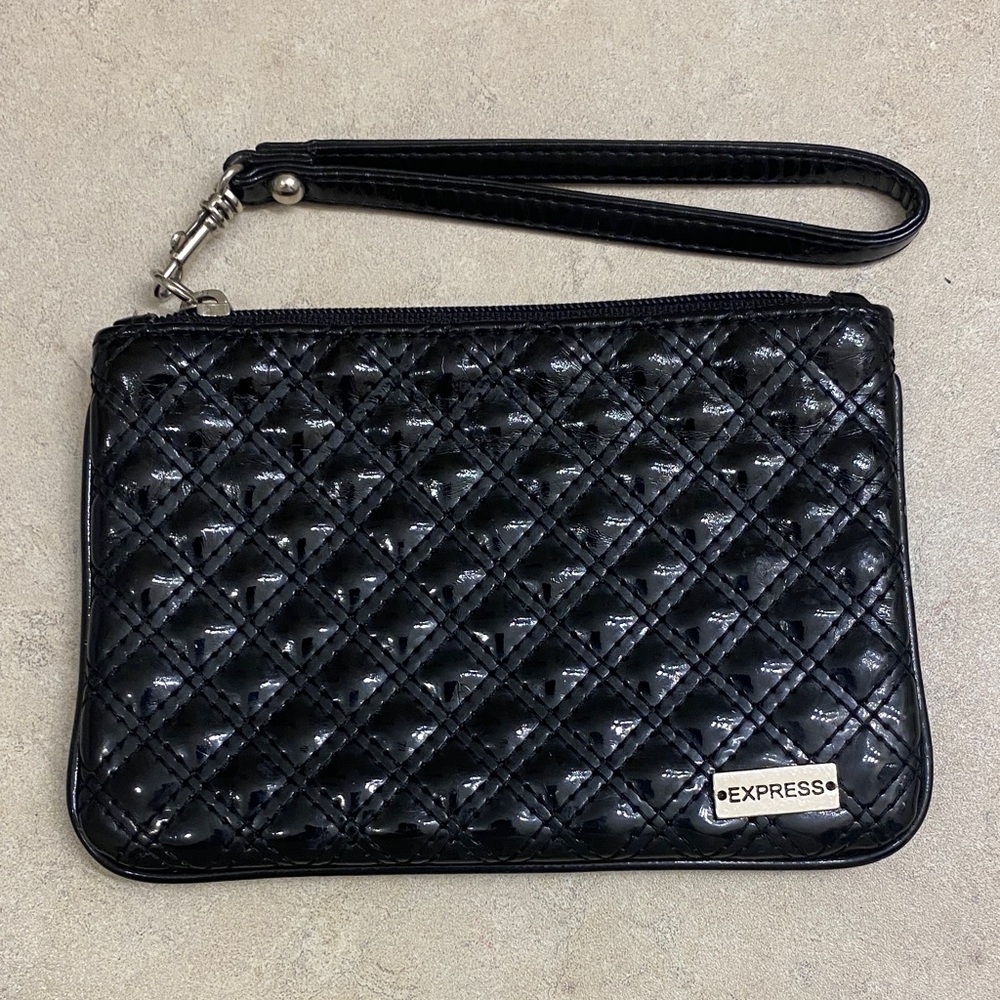 Express Black Quilted look Wristlet with Strap